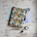 Leather tropical print notebook cover A5
