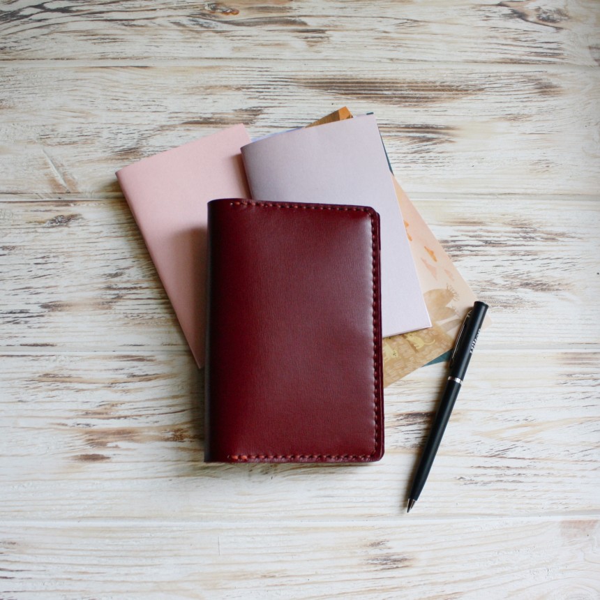 Dark gray leather A5 Hobonichi Cousin cover