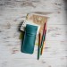 Red leather flat pencil holder