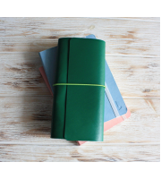 Green leather trifold Sterling Ink cover