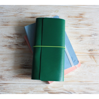 Green leather trifold Sterling Ink cover