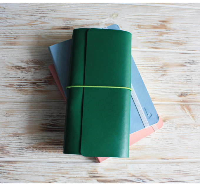 Green leather trifold Sterling Ink cover