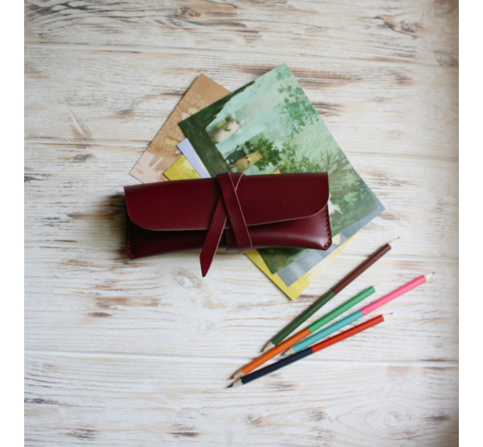 Leather pen pouch