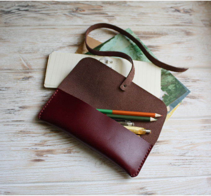 Leather pen pouch