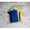 Blue leather field notes cover 