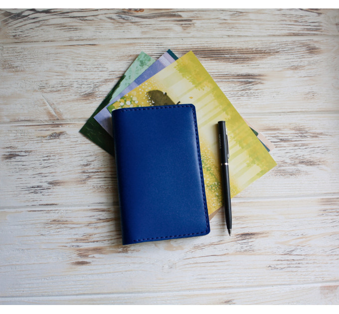Blue leather field notes cover 