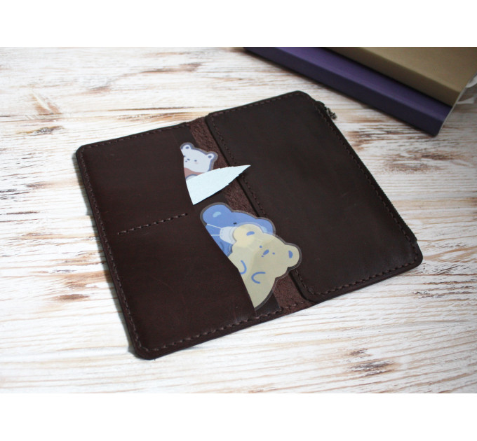 Brown leather wallet planner insert