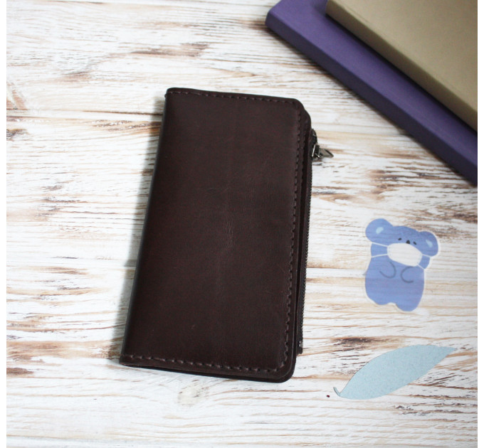 Brown leather wallet planner insert