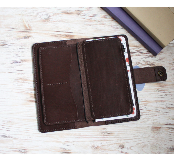 Brown leather wallet planner insert