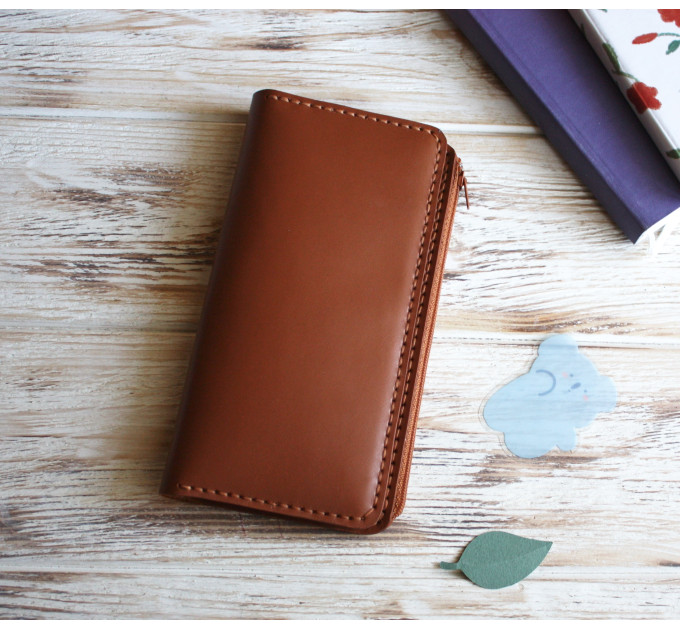 Brown leather wallet planner insert