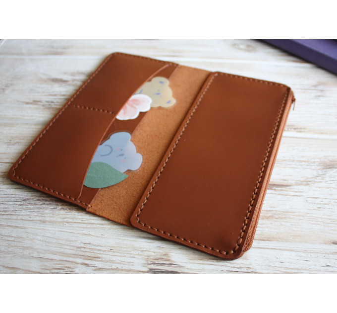 Brown leather wallet planner insert