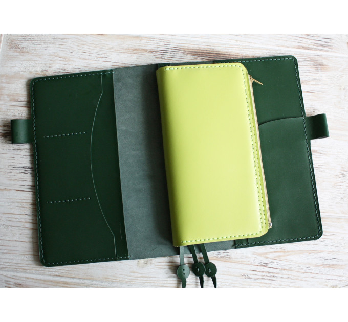 Black leather wallet planner insert