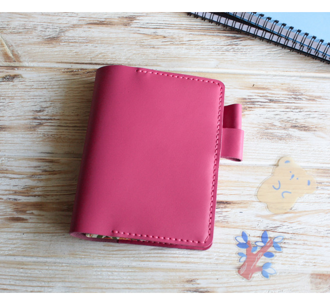 Pink leather planner cover A6