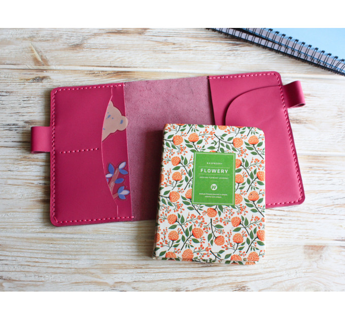 Pink leather planner cover A6