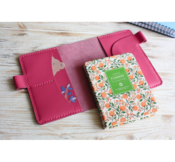Pink leather planner cover A6