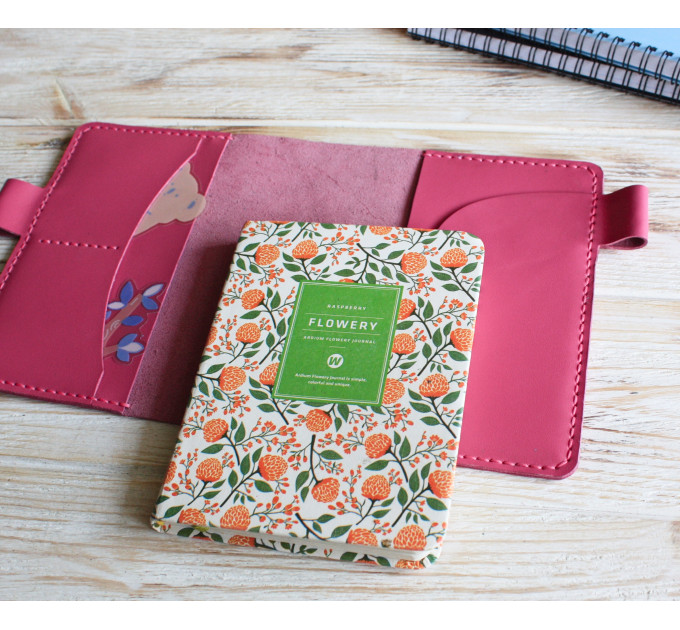 Pink leather planner cover A6