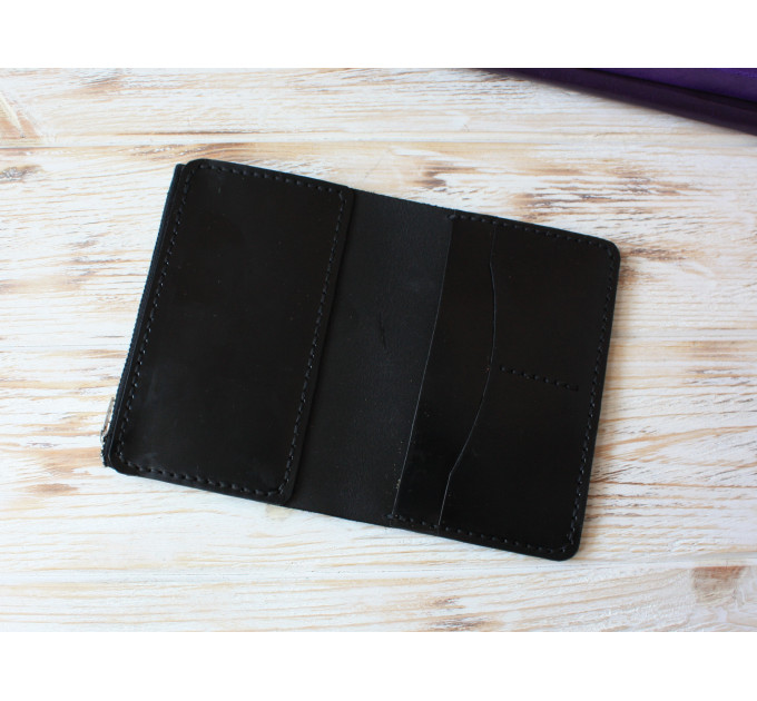 Black leather wallet planner insert