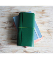 Green leather trifold travelers notebook cover
