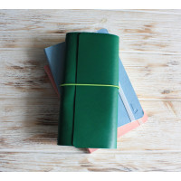 Green leather trifold travelers notebook cover