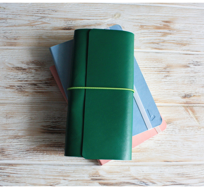 Leather trifold travelers notebook cover