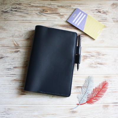 Navy blue leather A5 Hobonichi cover
