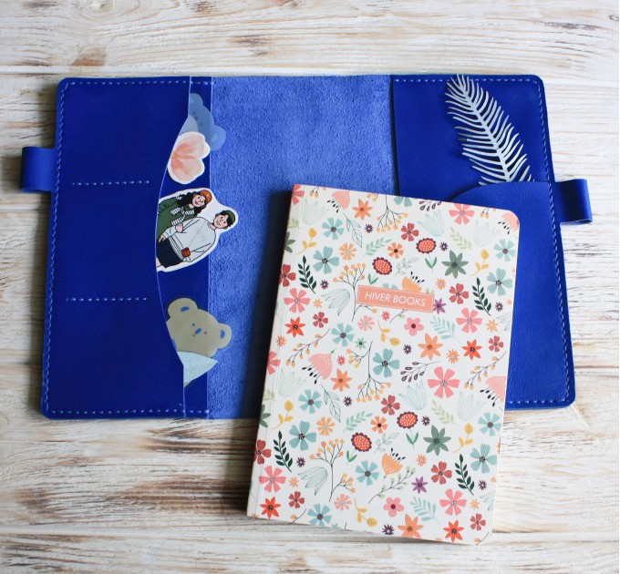 Sapphire blue leather Hobonichi cover A5