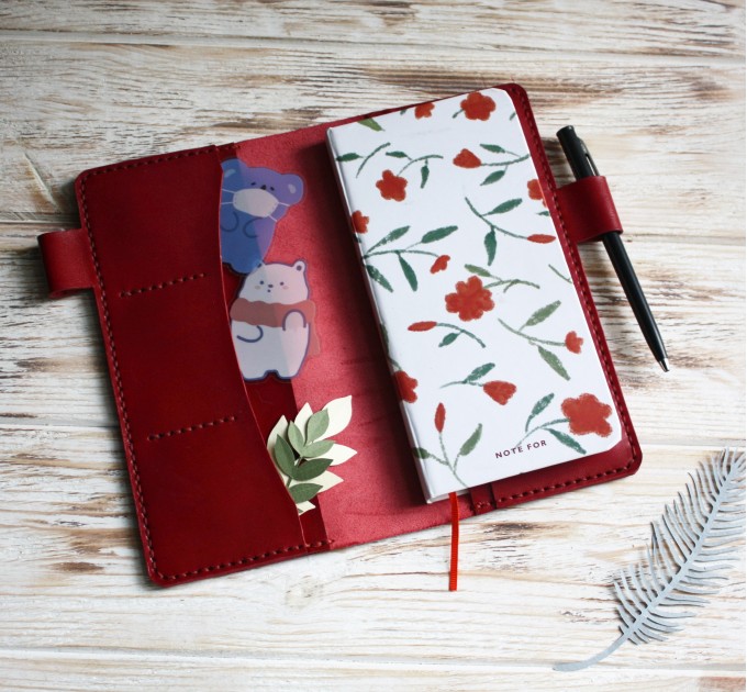 Cranberry red leather Hobonichi Weeks cover
