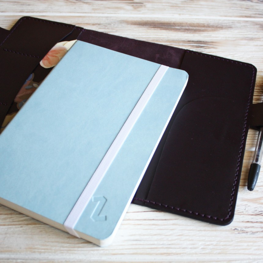 Dark gray leather A5 Hobonichi Cousin cover